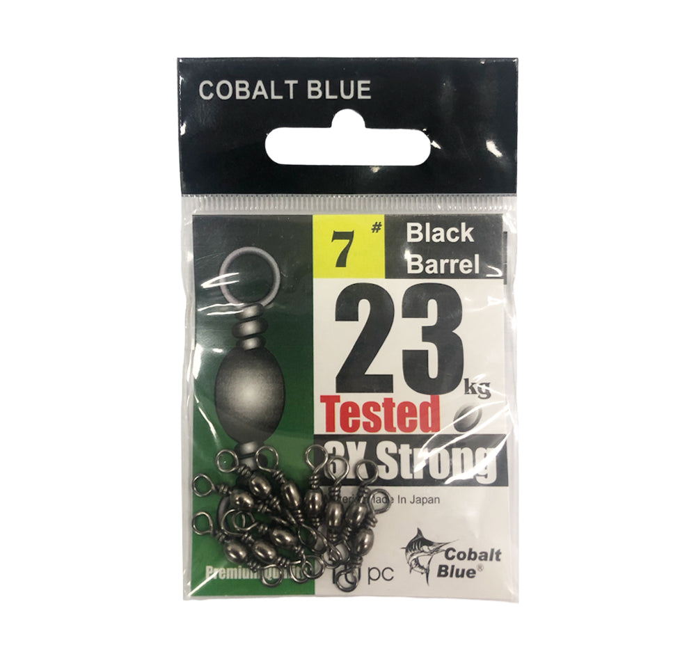 Cobalt Blue Black Barrel Swivel Size 6