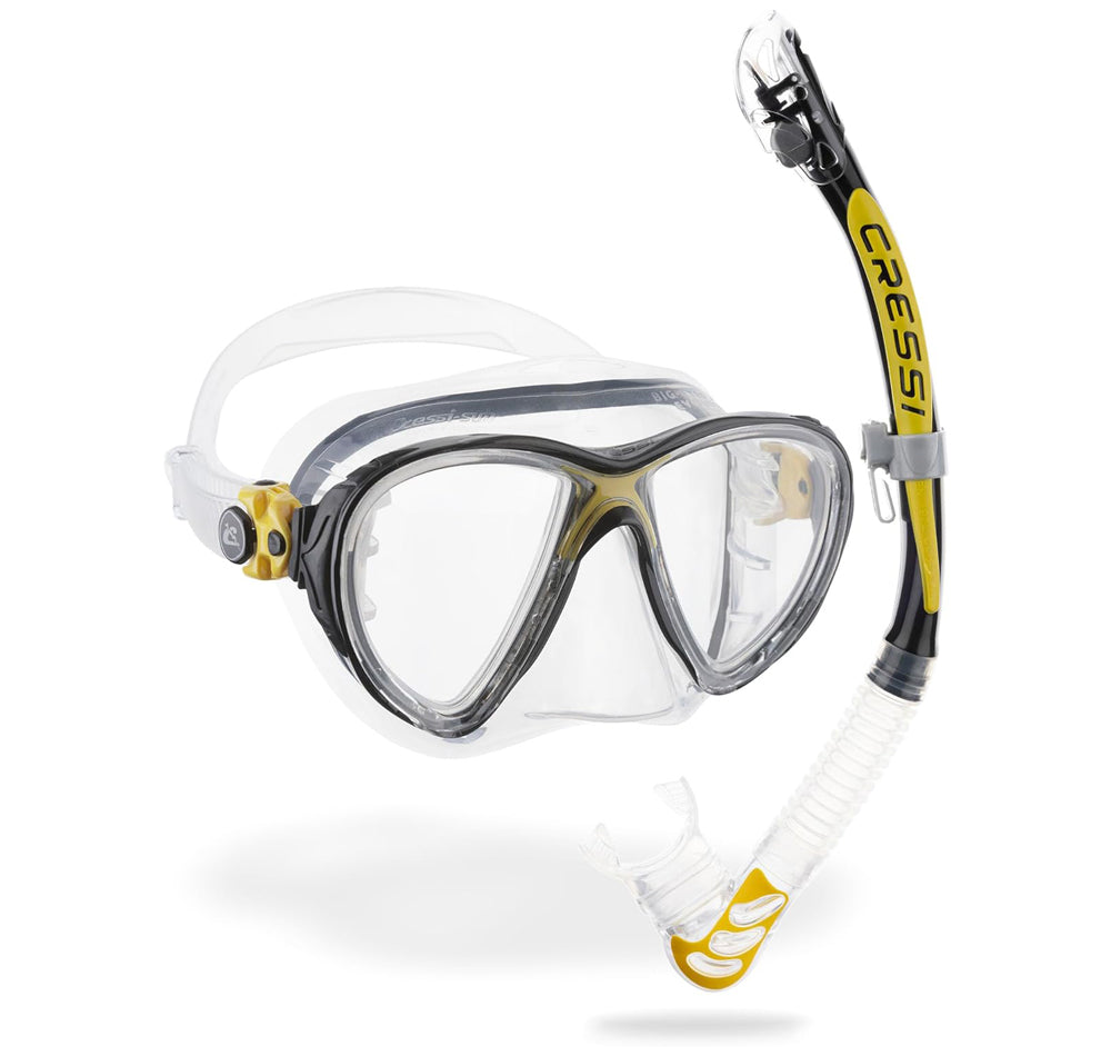 Cressi Big Eyes Evolution + Alpha Ultra Dry Mask and Snorkel Set Yellow