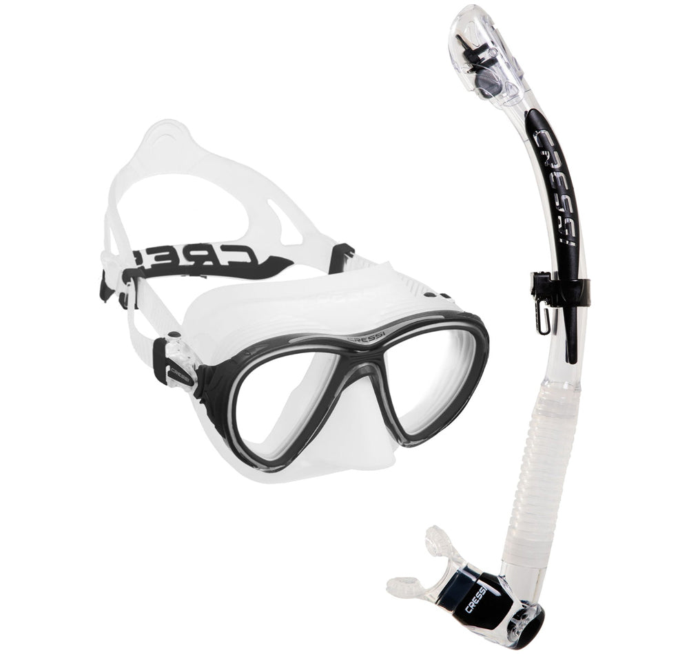 Cressi Quantum + Itaca Ultra Dry Mask &amp; Snorkel Set Clear/Blue