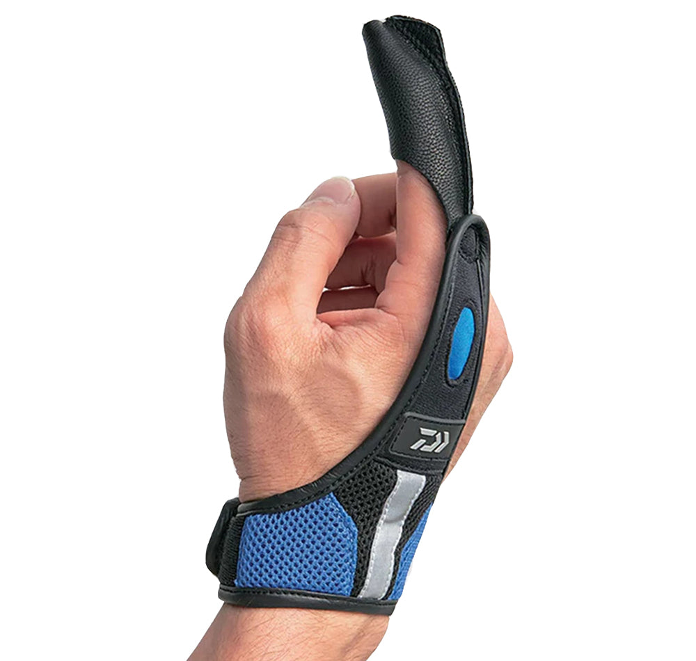 Daiwa Finger Protector Blue on hand