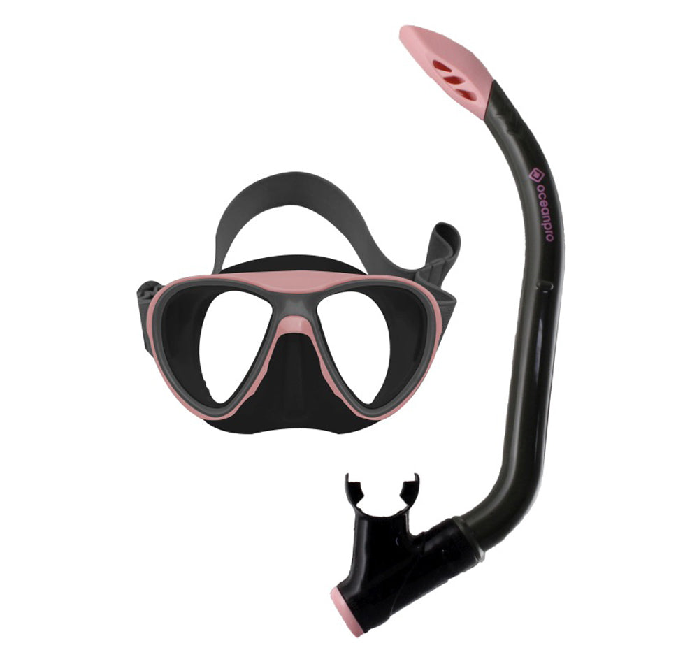Ocean Pro Bondi Mask and Snorkel Set Pink/Grey