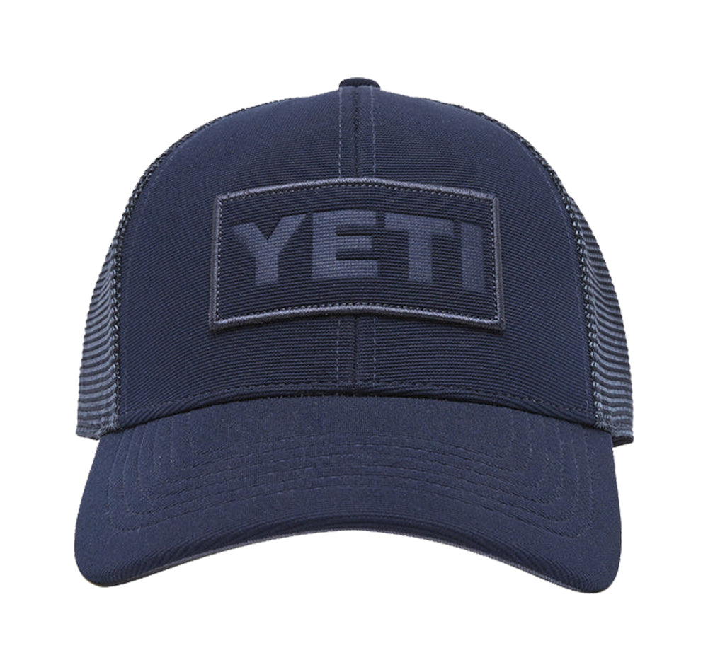 Yeti Navy On Navy Patch Trucker Hat Front