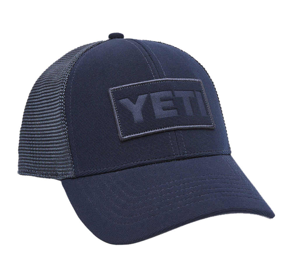 Yeti Navy On Navy Patch Trucker Hat Side