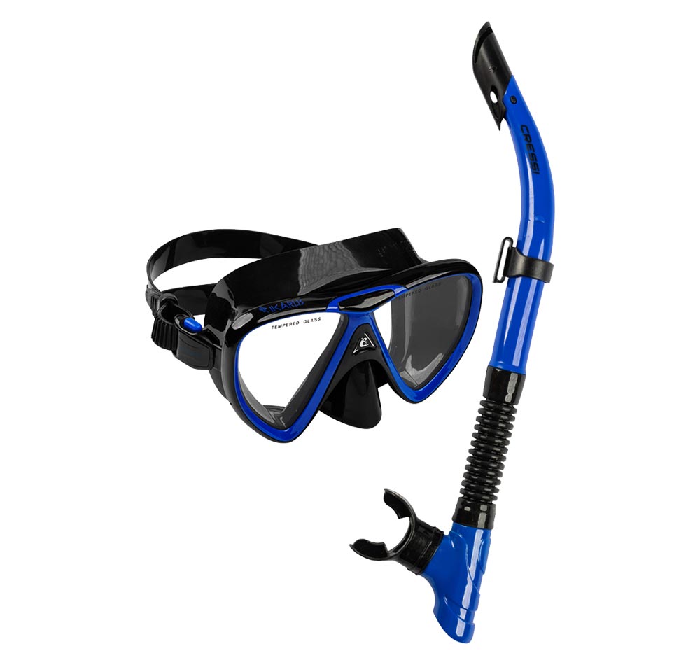 Cressi Ikarus + X-Hale Mask Snorkel Set Black/Blue