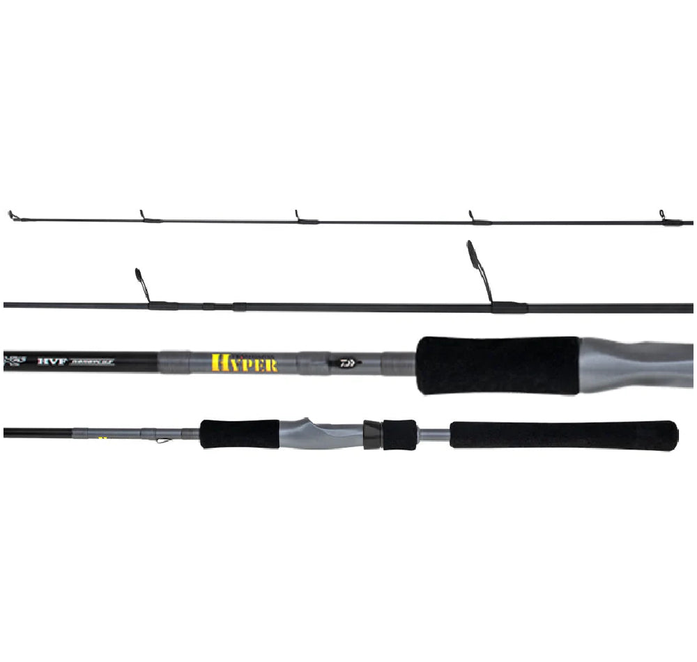 Fishing rod with Hyper branding on a white background