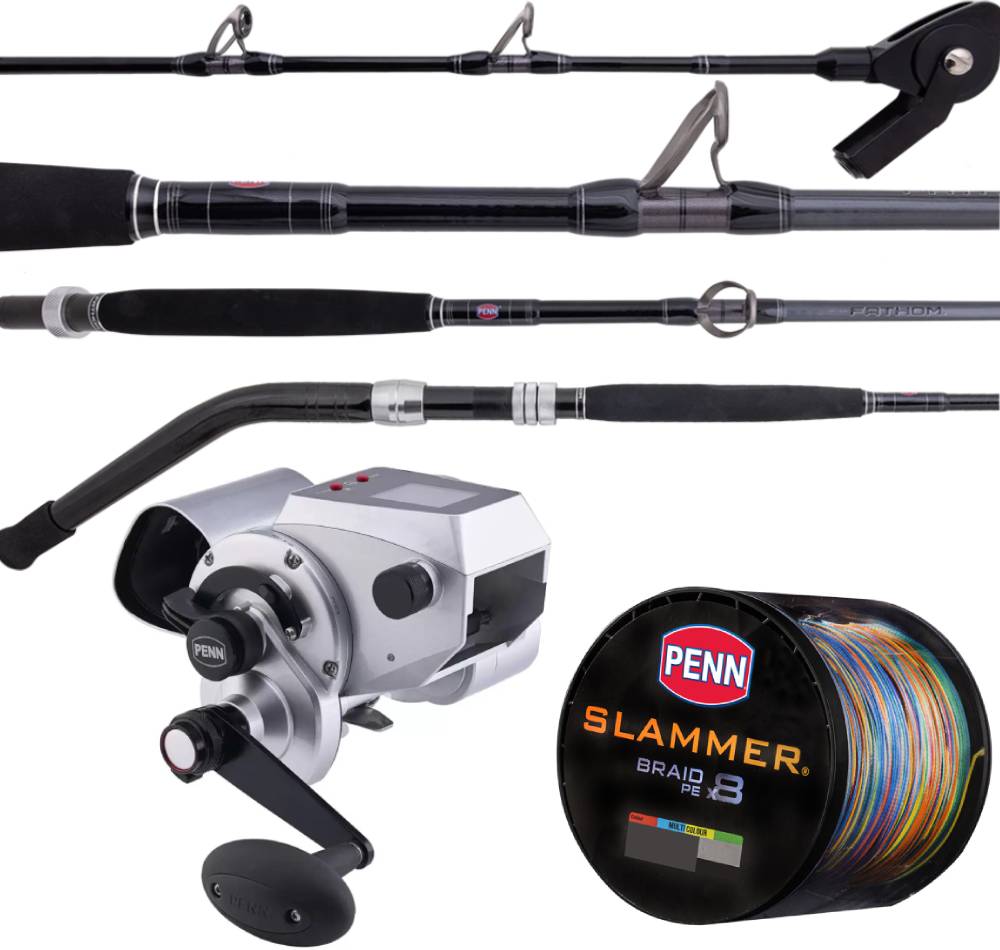 deep drop fishing rod and reel Penn Fathom 50 Electric Reel & Deep Drop Rod Combo with Line