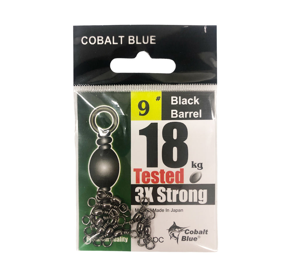 Cobalt Blue Black Barrel Swivels - Fergo's Tackle World