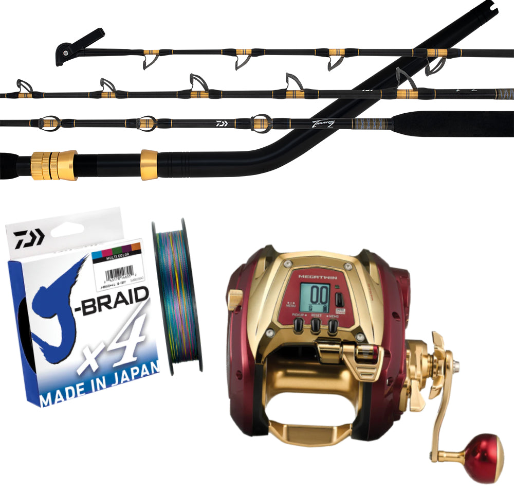 Daiwa Seaborg G1800M-RJ Tanacom Z 66XXHST Electric Combo with X4 J-Braid