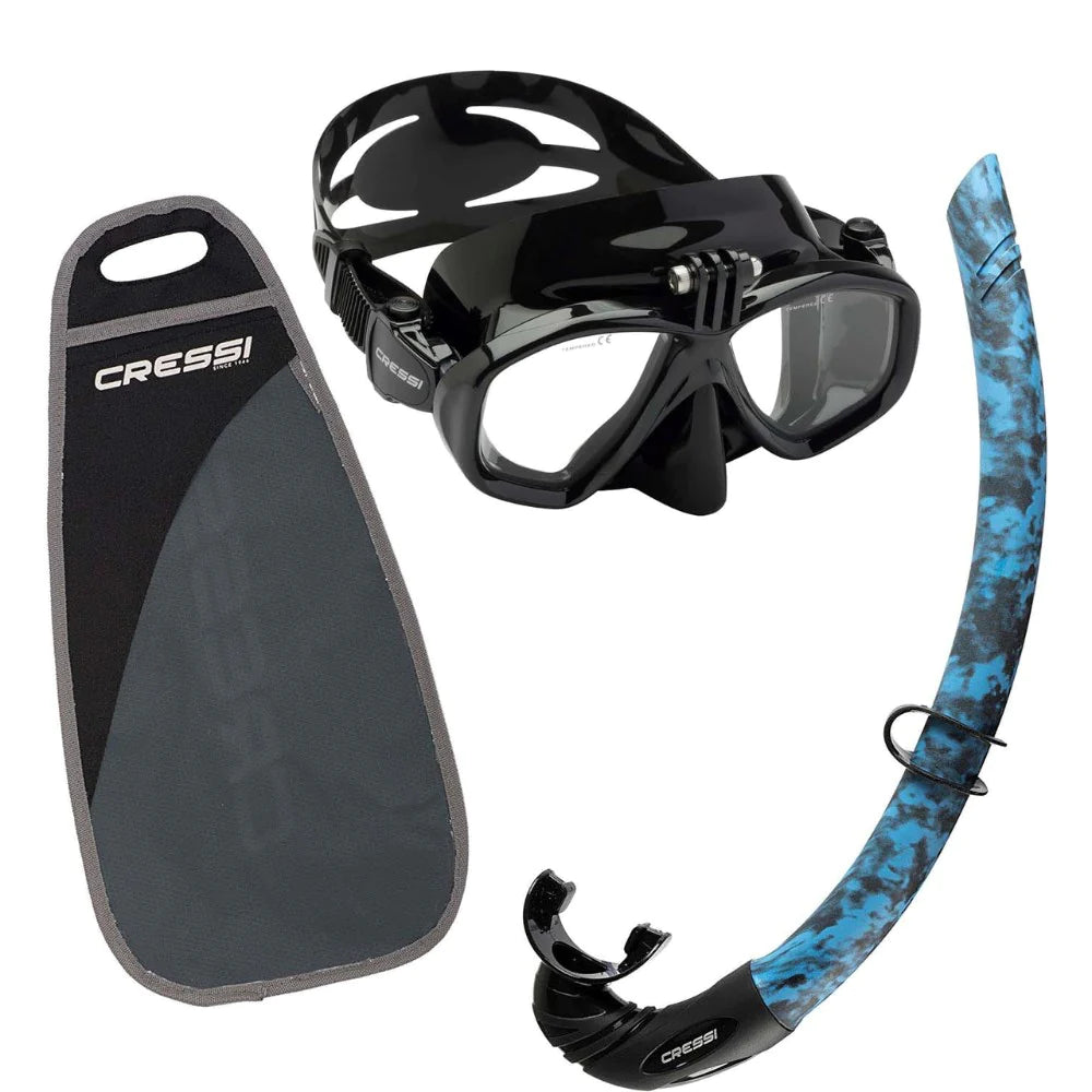 Cressi Action Mask &amp; Snorkel Set Blue Camo