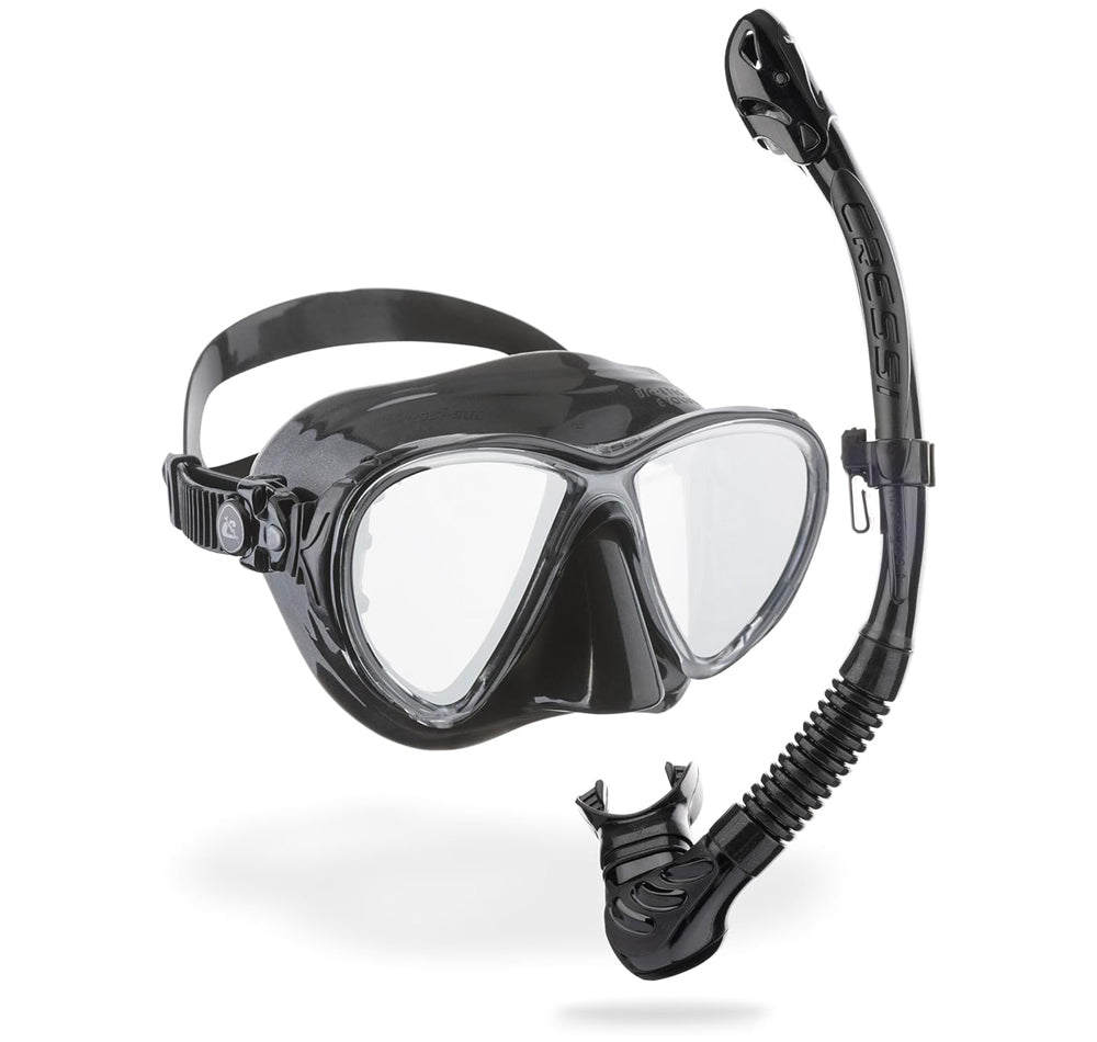 Cressi Big Eyes Evolution + Alpha Ultra Dry Mask and Snorkel Set Black/Black