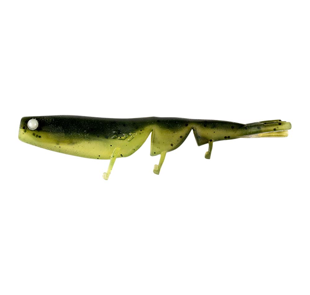 Daiwa Bait Junkie 2.35&quot; Prawn Soft Plastic Olive Oil UV