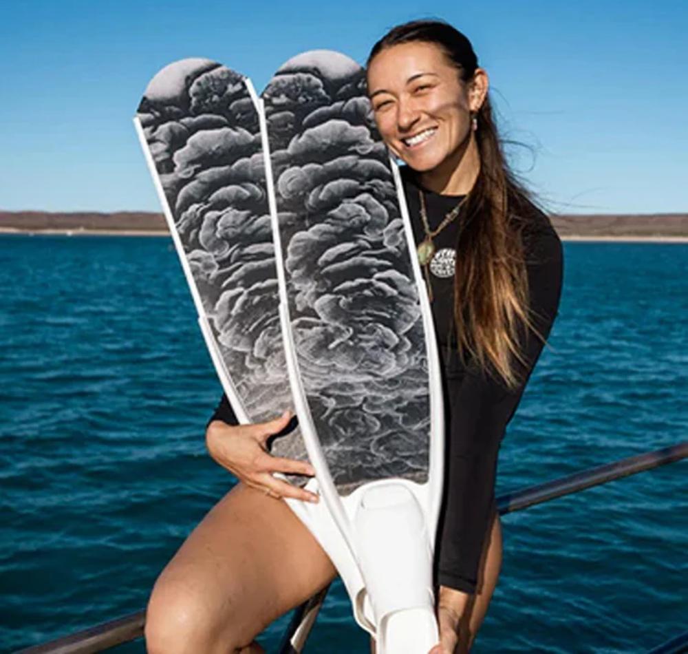 DiveR Soft Composite Dive Fin Blades - Coral Black and White
