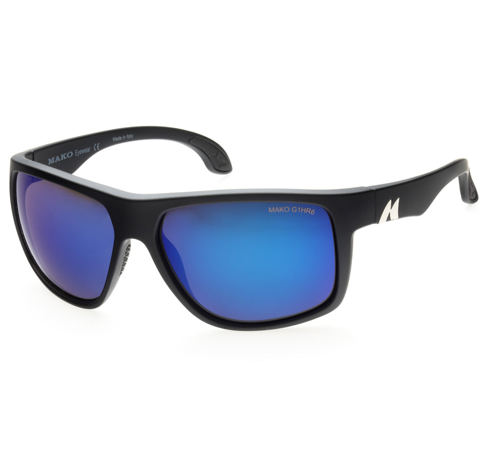Mako 9613 Mavericks Matte Black HD Sunglasses Brown Blue Mirror