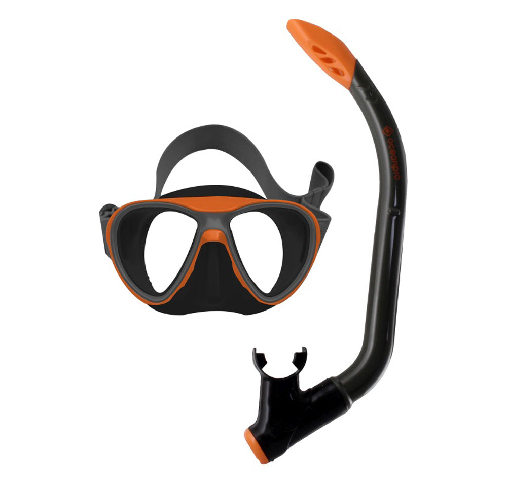 Ocean Pro Bondi Mask and Snorkel Set Orange/Grey