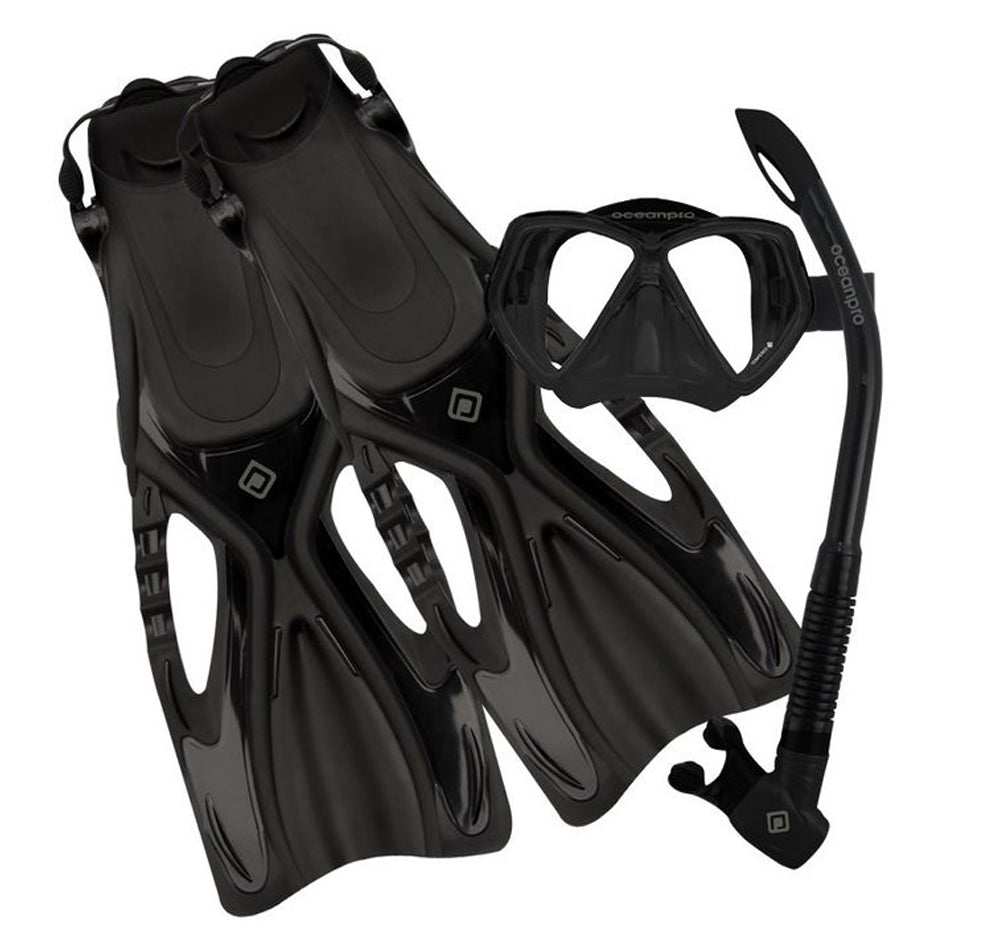 Ocean Pro Ceduna Mask, Fin &amp; Snorkel Set Black/Black