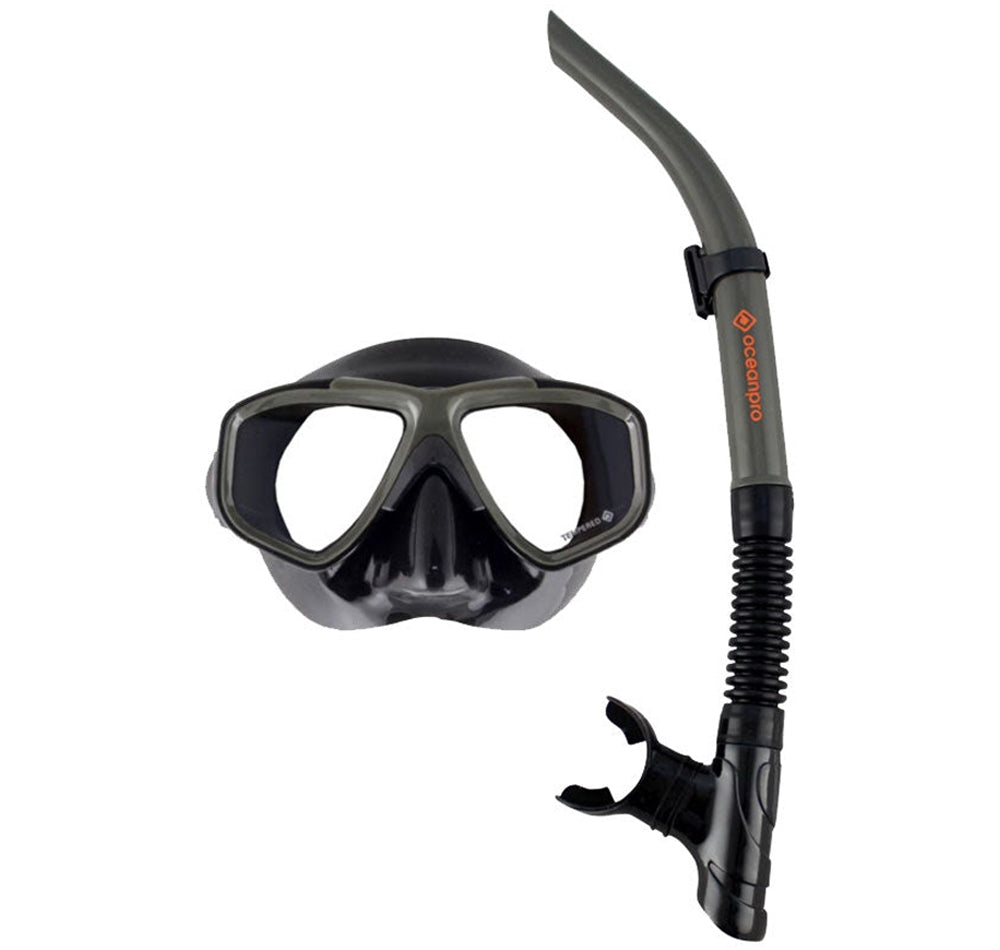 Ocean Pro Eclipse Mask and Snorkel Set Black/Grey/Orange