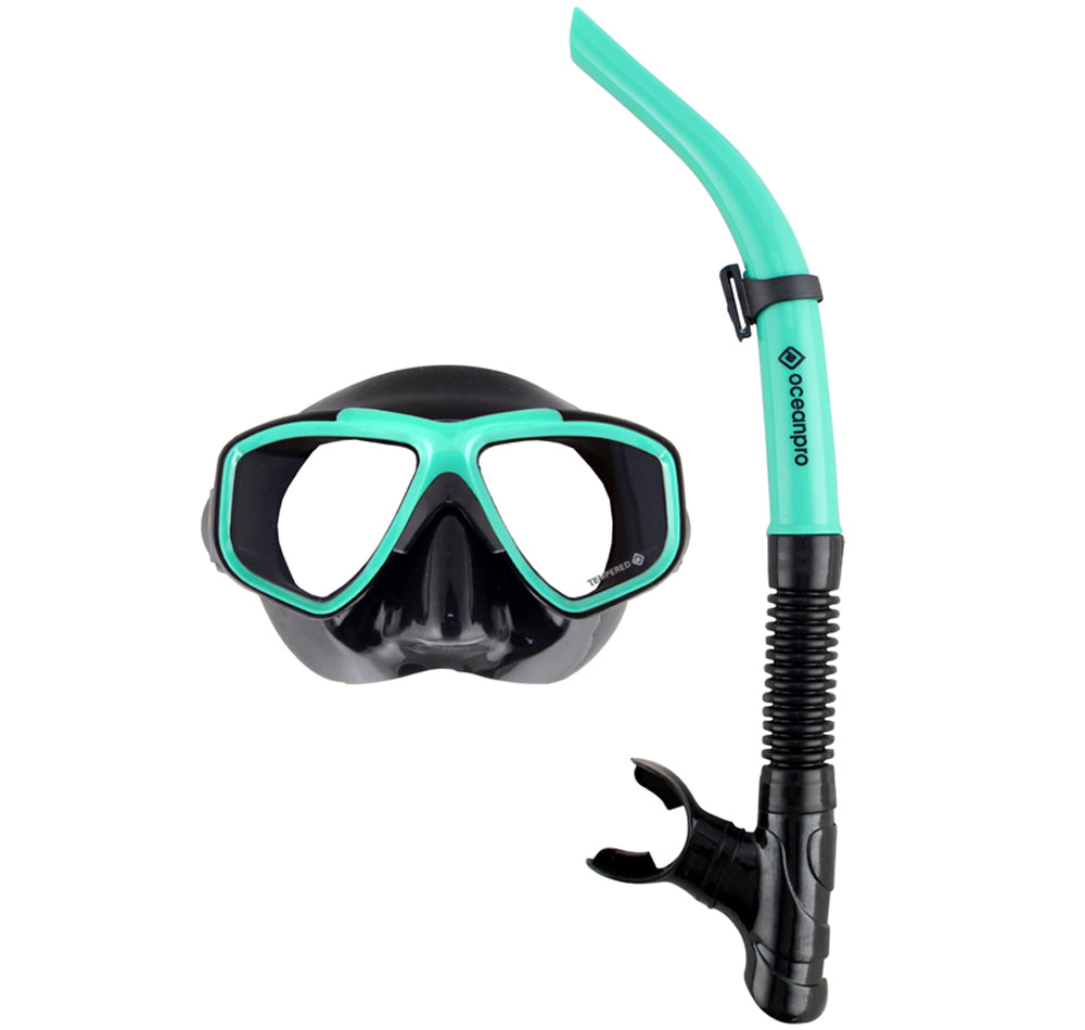 Ocean Pro Eclipse Mask and Snorkel Set Black/Teal