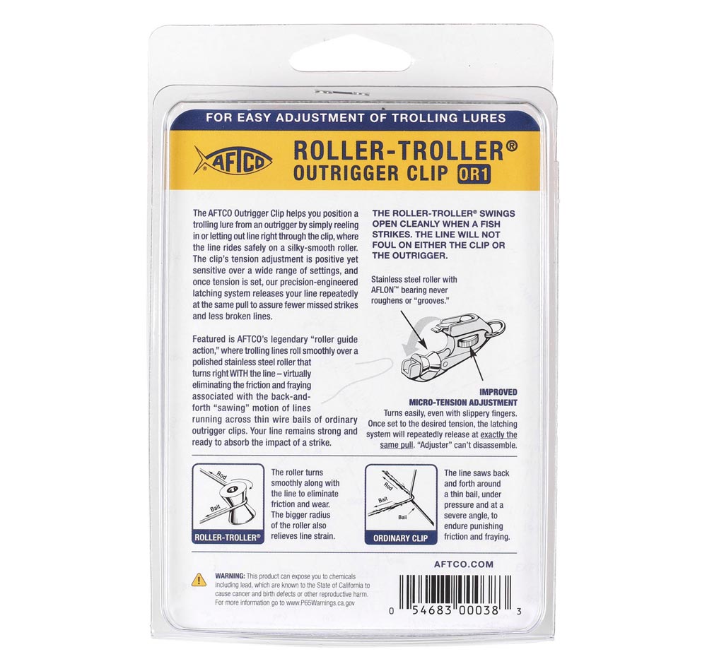 AFTCO Roller Troller Outrigger Clips OR1 Information