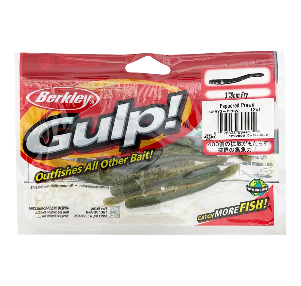 Berkley Gulp Fry 3&quot; Soft Plastics Peppered Prawn