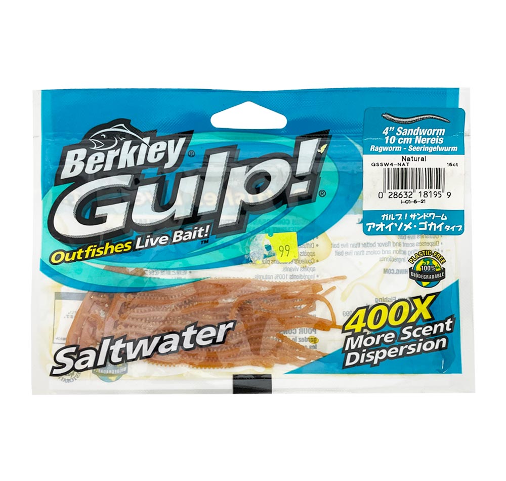 Berkley Gulp Sandworm Nereis 4" Soft Plastics Natural