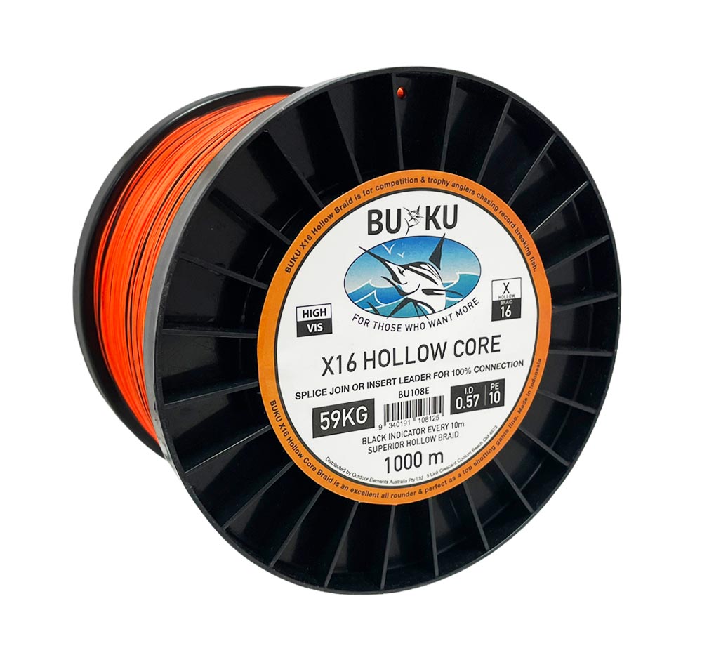 best hollow core braided fishing line Buku X16 Hollow Core Braid 1000m