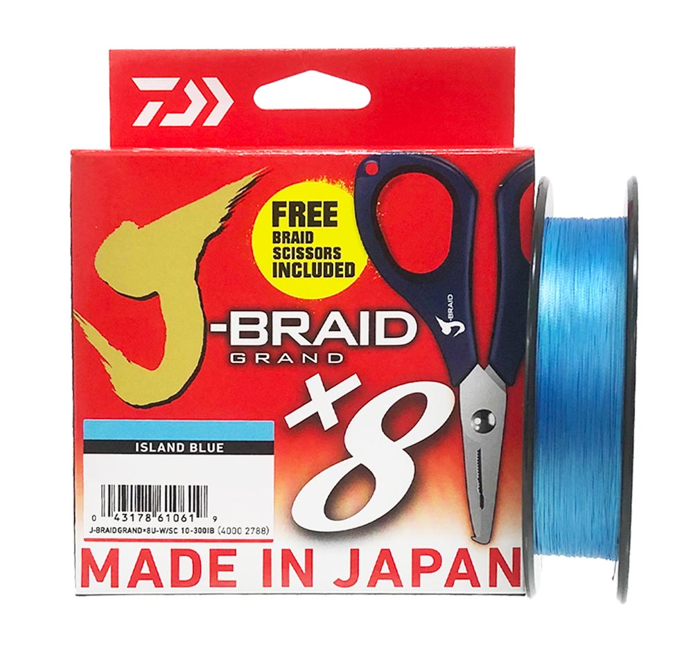 Daiwa J-Braid Grand X8 Island Blue w FREE Braid Scissors