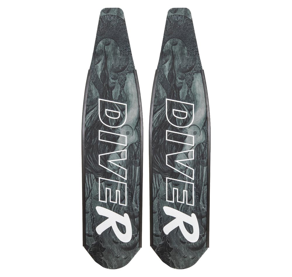 DiveR Innegra Carbon B&amp;W Mermaid Soft Fin Blades