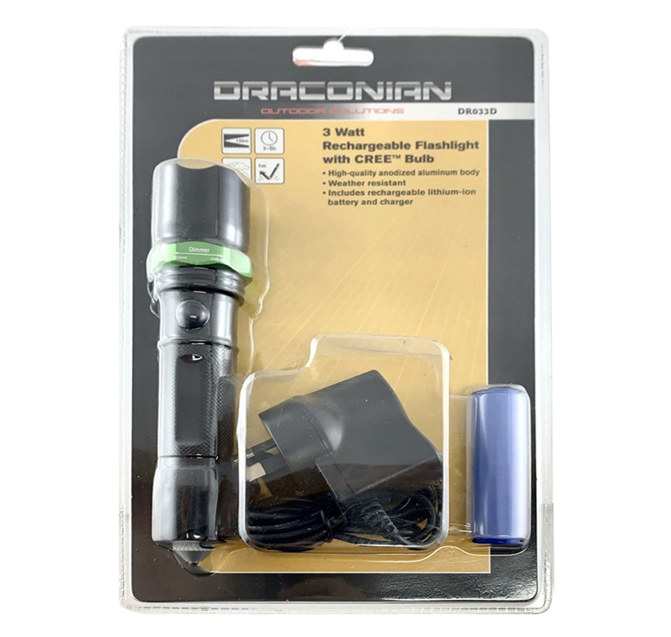 Draconian DR033D 3 Watt Rechargeable Flashlight