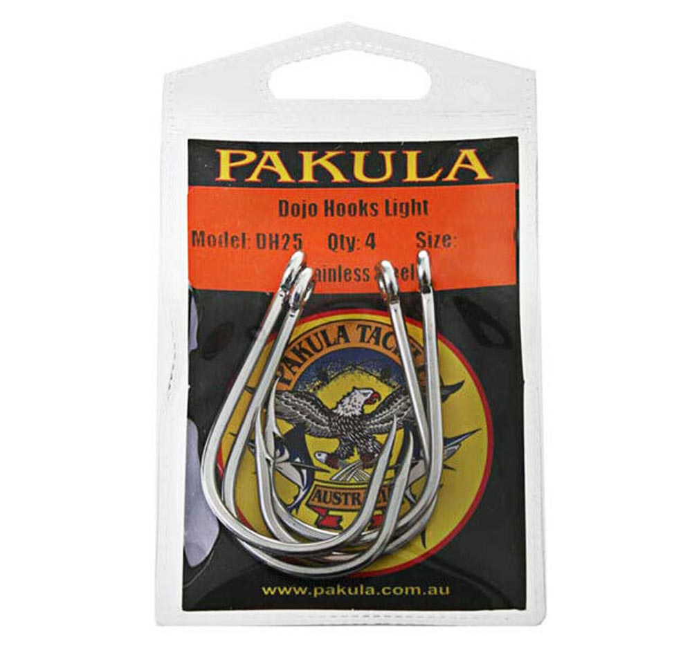 dojo fishing hooks Dr.Fish 100pcs Baitholder #12 to 6/0 Dojo Hooks are a very short hook with a wide gape and turned in beak point shaped to maximise hook up rates. Pakula Dojo DH Light Lure