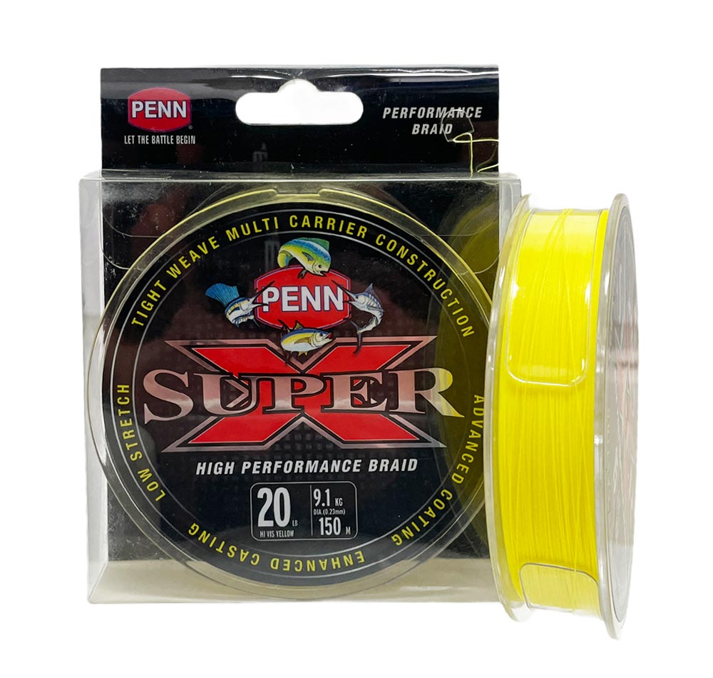 Penn Super X High Performance Braid Hi Vis Yellow 150M - Fergo's Tackle  World
