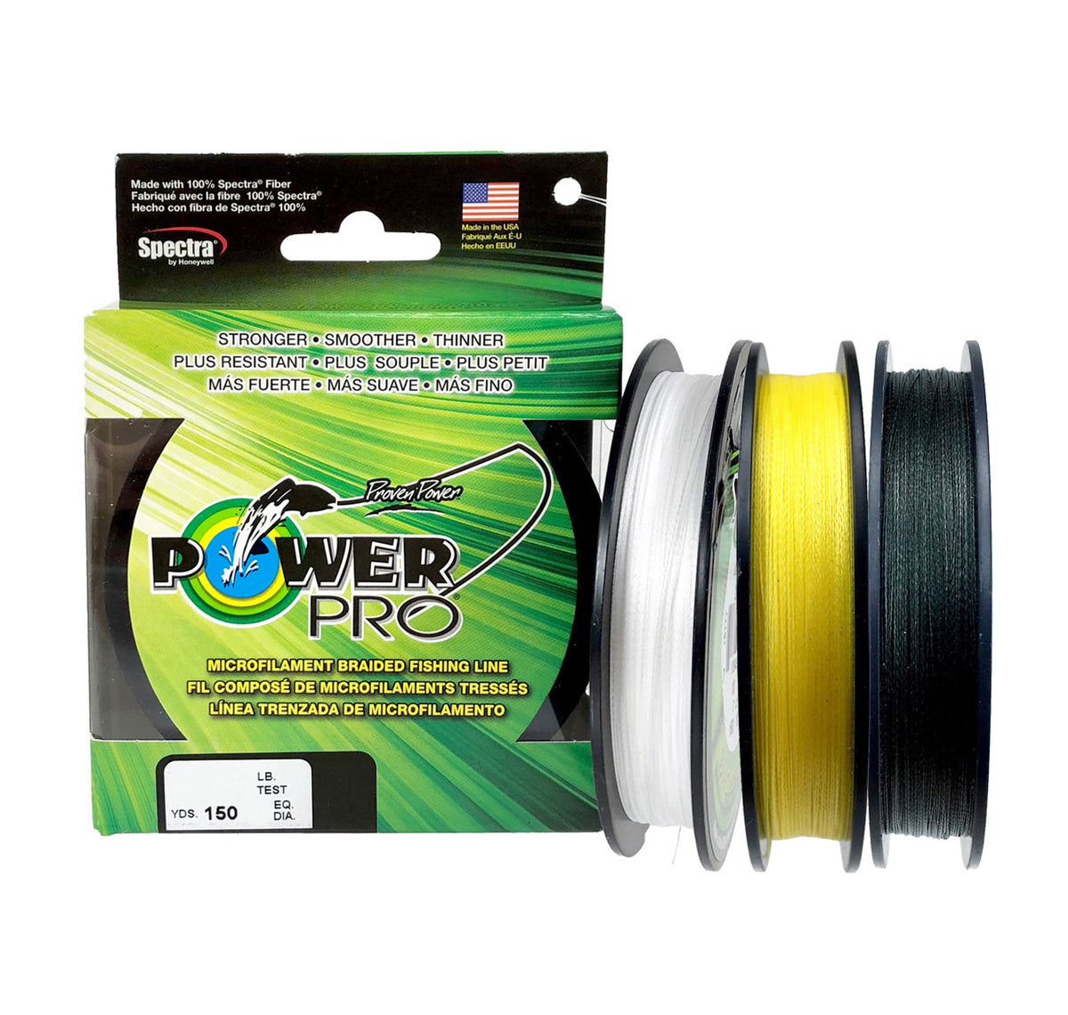 Power Pro Maxcuatro Braided Line (Moss Green/Hi Vis Yellow/White