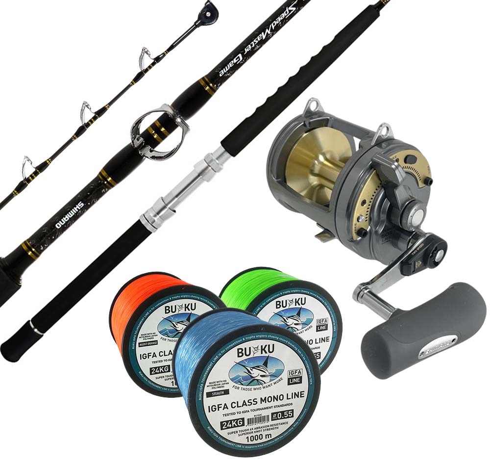 Shimano 24kg Tuna Marlin Combo Tyrnos II with Speedmaster Game